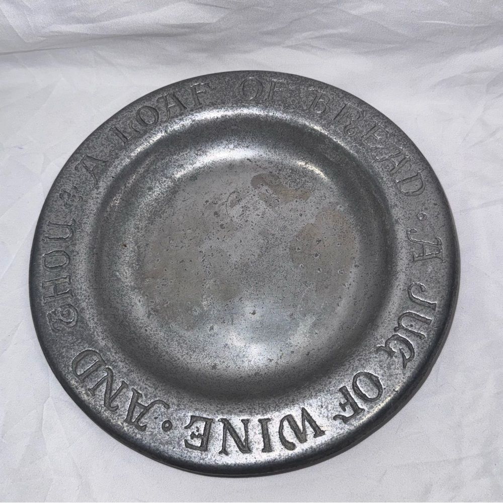 Vintage Wilton armetale Pewter-Look Decorative Plate with Raised Text